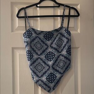 Papaya Navy and White Patterned Camisole